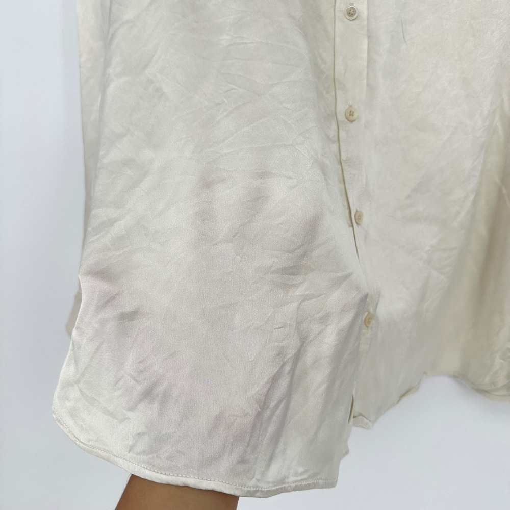 Banana Republic 100 Silk Ivory Button Shirt Blouse Long Sleeve Chic Minimalist L - Picture 4 of 8